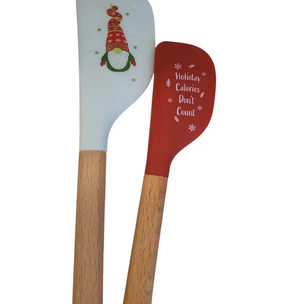 Gnome for Christmas Spatulas Holiday Calories Don't Count 2 Pack